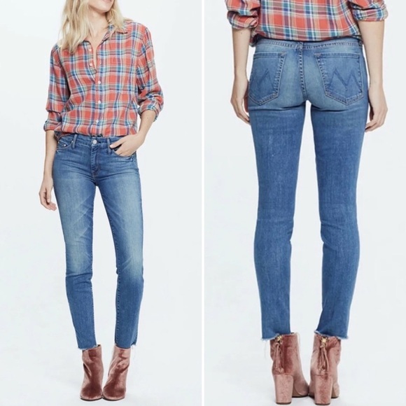 MOTHER The Looker Ankle Fray in Birds of Paradise mid rise skinny Size 26 - Picture 6 of 6